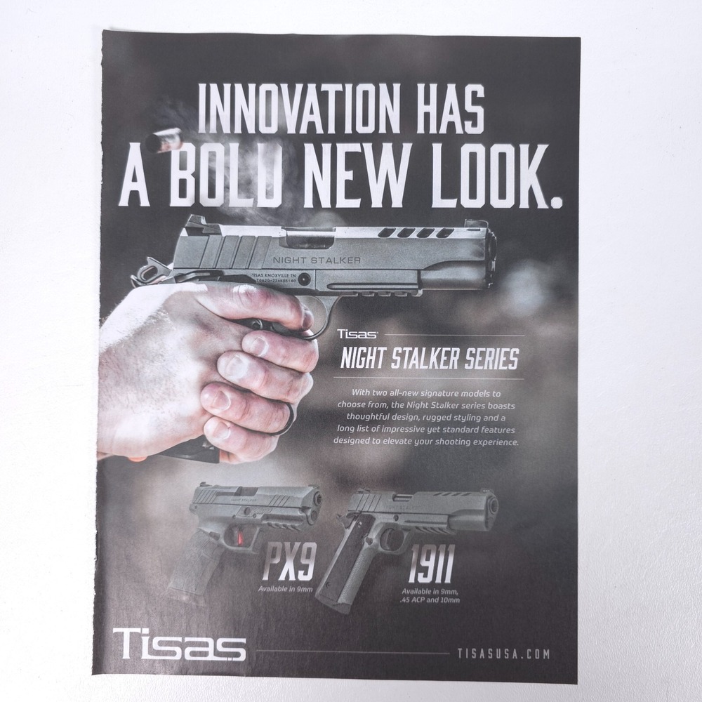 Tisas Night Stalker Series PX9 1911 Advertising Print Ad Firearm Garage Wall Art